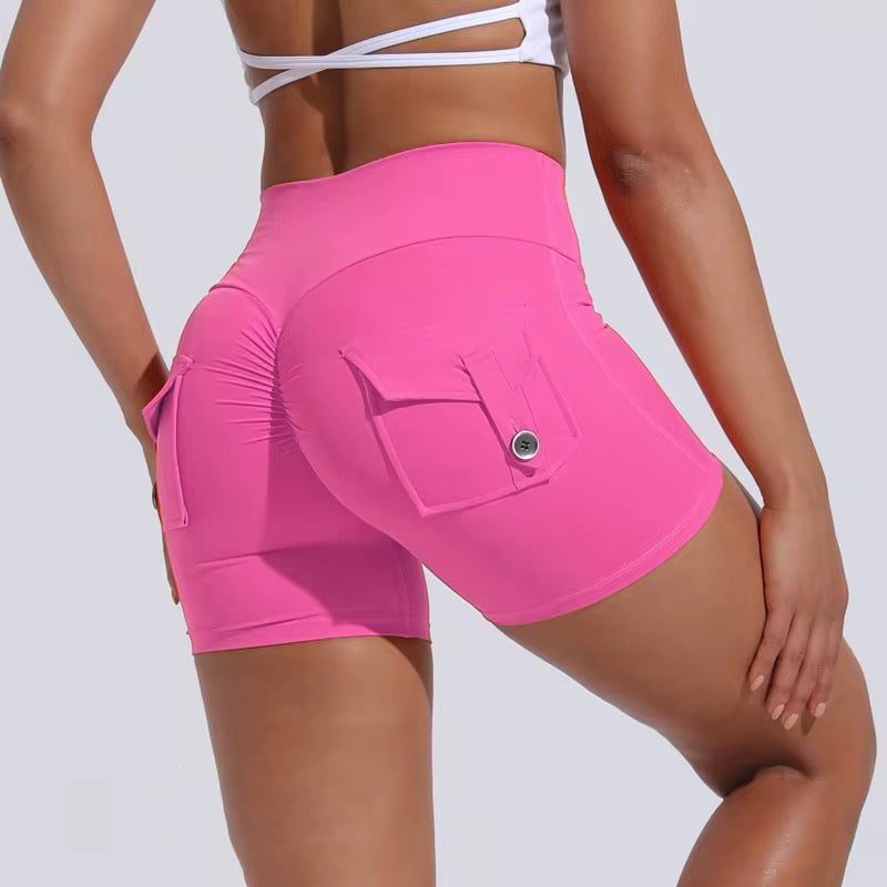 Band Scrunch Cargo Shorts- Pink Robin