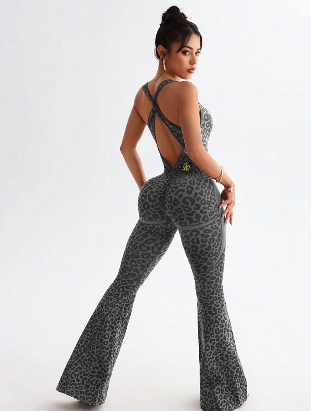 Leopardess Luxe Catsuit (Flared)- Wildfire Red