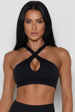 The Halter Sports Bra- Black Swan