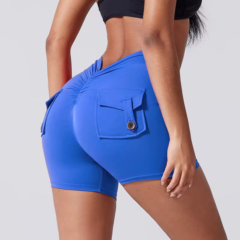 V Band Scrunch Cargo Shorts- Peacock Blue
