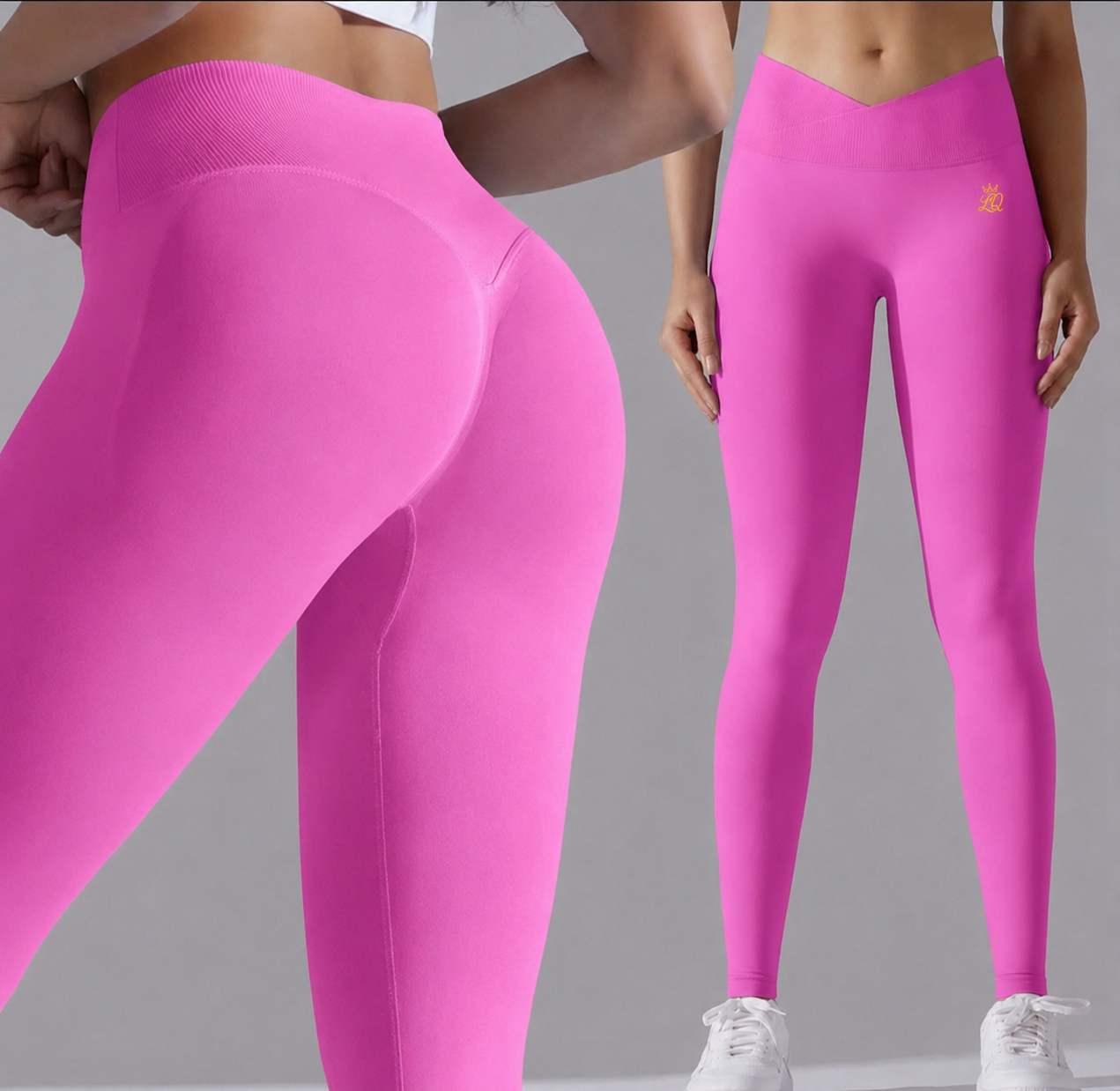 Wrap Waist Leggings- Wild Orchid Pink